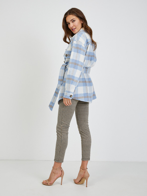 Orsay Belo-modra ženska karirasta srajčna jakna z zavezovanjem ORSAY