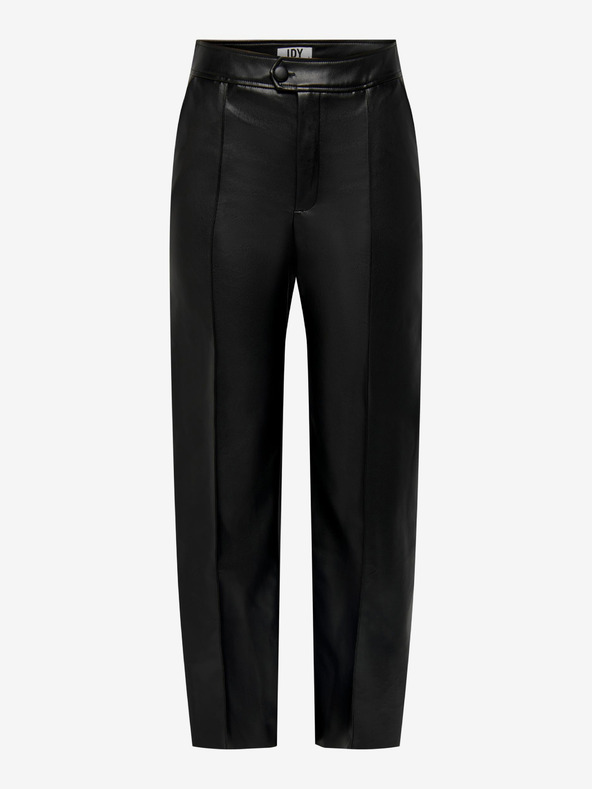 Jacqueline de Yong Črne ženske usnjene hlače JDY Rex