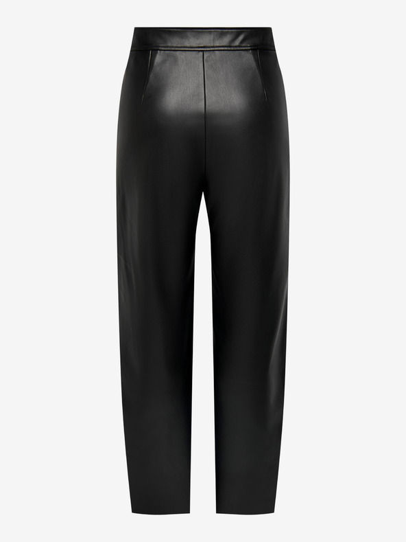 Jacqueline de Yong Črne ženske usnjene hlače JDY Rex