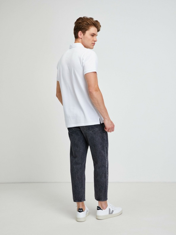 ALPINE PRO Bela moška polo majica Alpine Pro Sedar