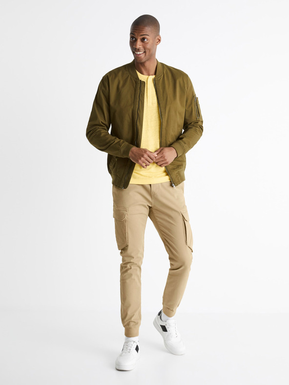 Celio Rumena lanena srajca s kratkimi rokavi Celio