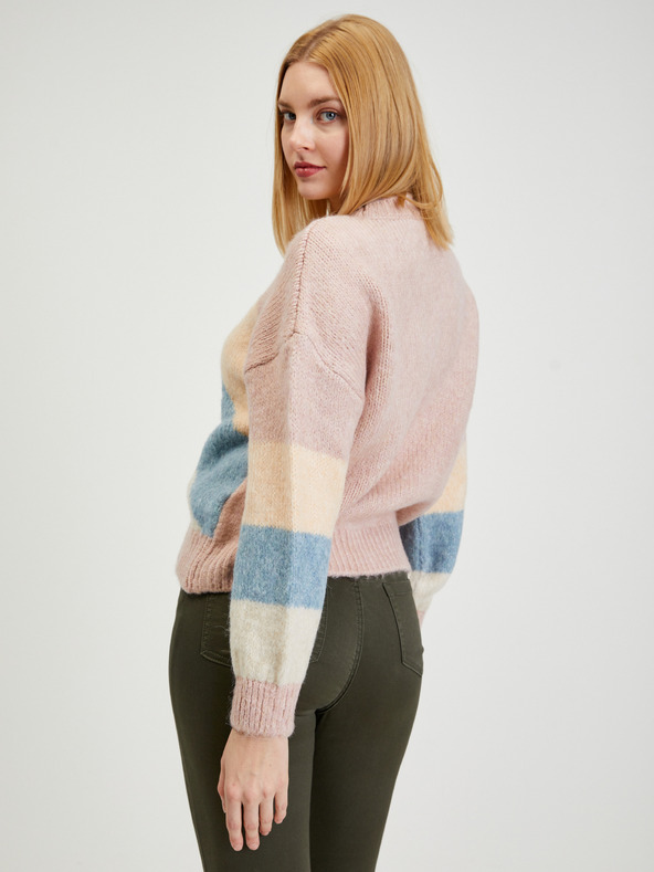 Orsay Modro-rožnat ženski črtast pulover ORSAY