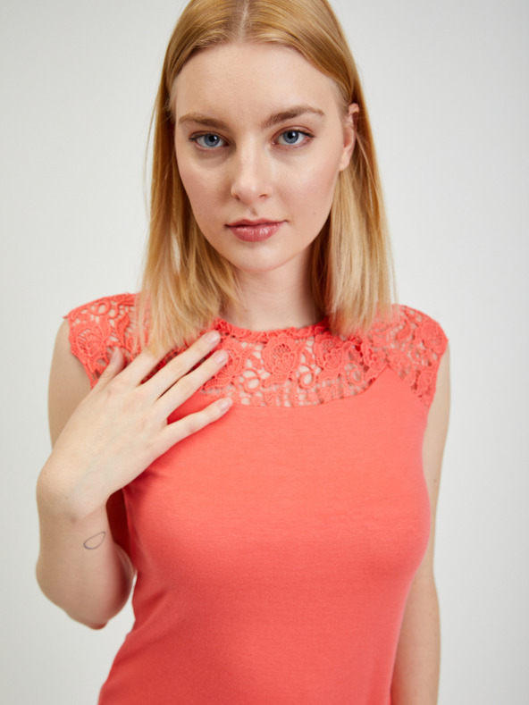 Orsay Oranžna ženska majica s čipko ORSAY