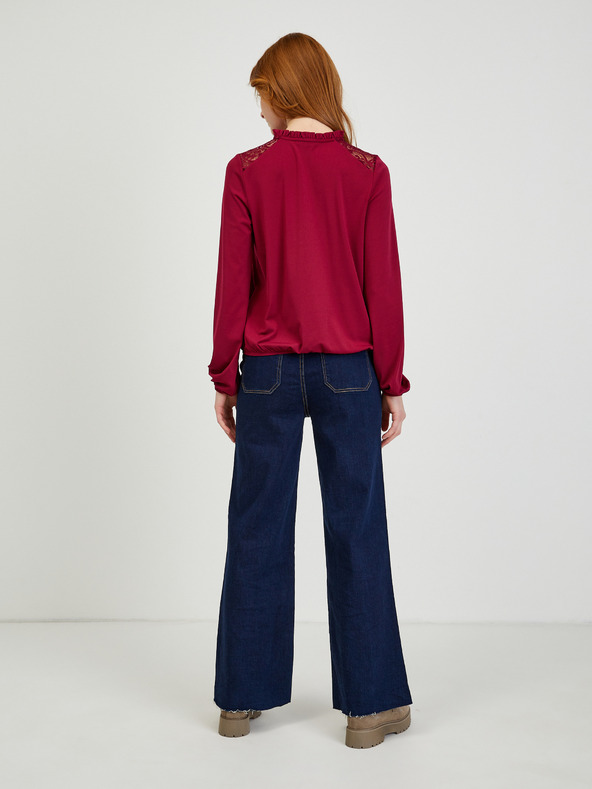 Orsay Vinsko rdeča ženska bluza s čipko ORSAY