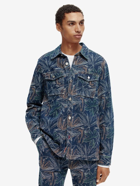 Scotch & Soda Temno modra moška vzorčasta jakna iz džinsa Scotch & Soda