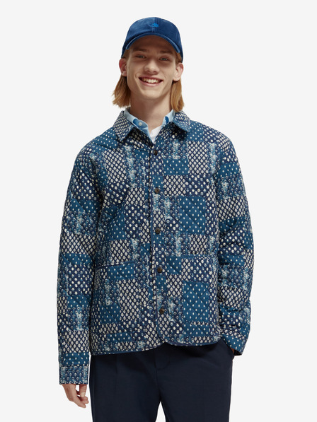 Scotch & Soda Modra moška vzorčasta prešita srajčna jakna Scotch & Soda