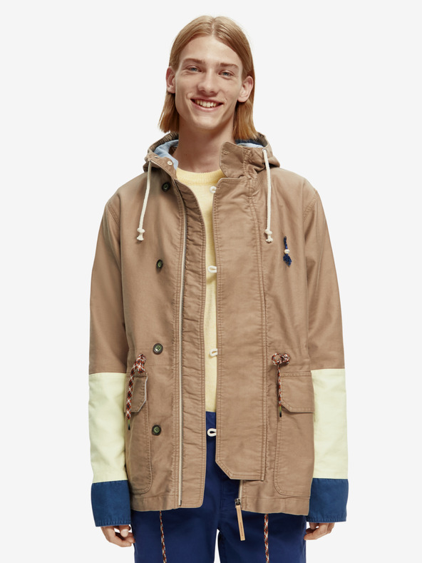 Scotch & Soda Svetlo rjava moška parka s kapuco Scotch & Soda