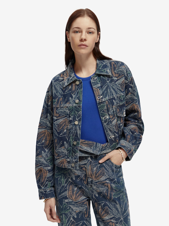 Scotch & Soda Temno modra ženska vzorčasta jakna iz džinsa Scotch & Soda