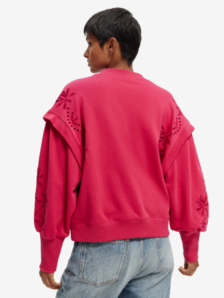 Scotch & Soda Temno roza ženska prevelika jopa z balonastimi rokavi Scotch & Soda