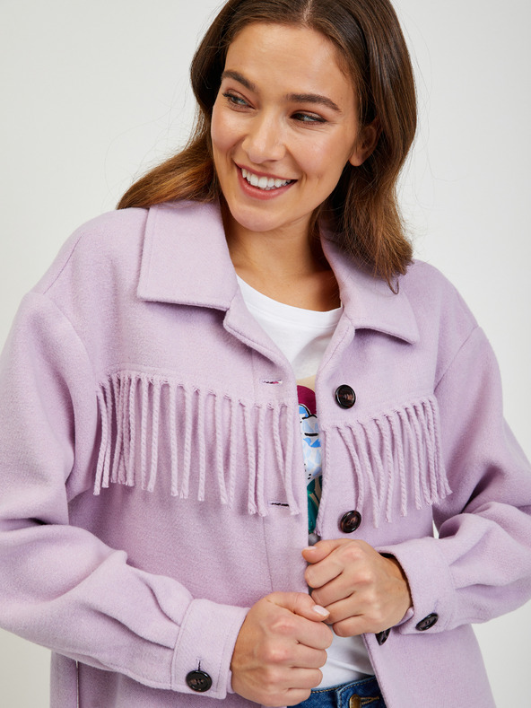 Orsay Svetlo vijoličasta srajčna jakna z resicami ORSAY