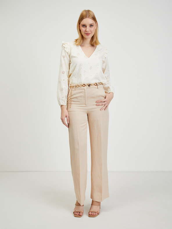 Orsay Bež ženske hlače z dodatkom lanu ORSAY