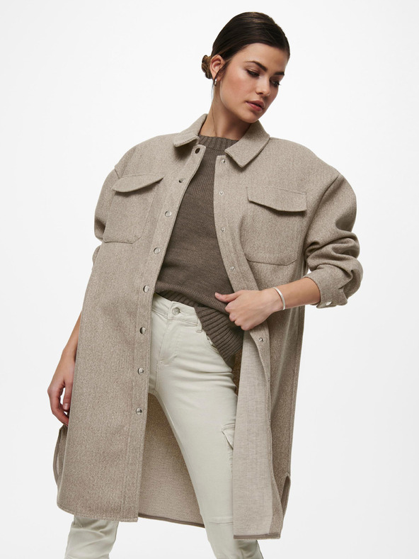 ONLY Bež ženski lahek srajčni plašč ONLY Elaine