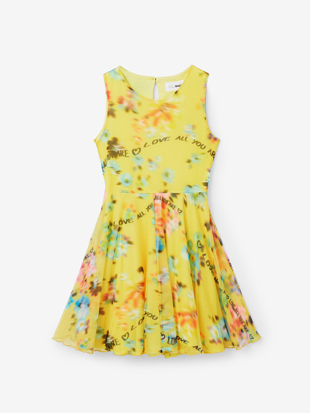 Desigual Desigual Gardenia Rumena dekliška cvetlična obleka