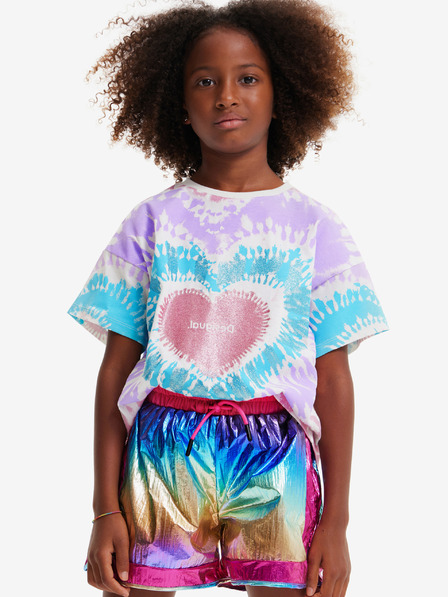 Desigual Bela in vijolična dekliška majica Desigual Hippie z batiko