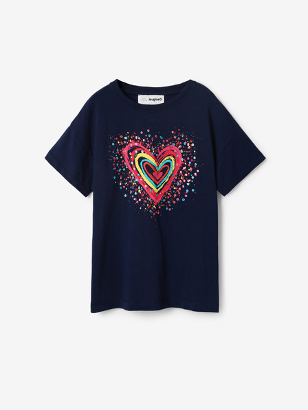 Desigual Temno modra dekliška majica Desigual Heart