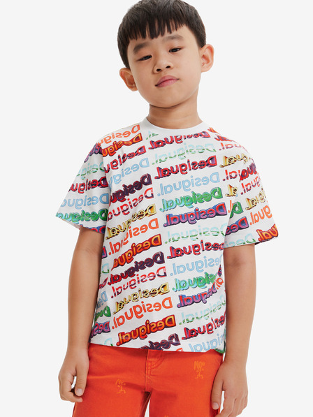 Desigual Bela otroška vzorčasta majica Desigual Logomania