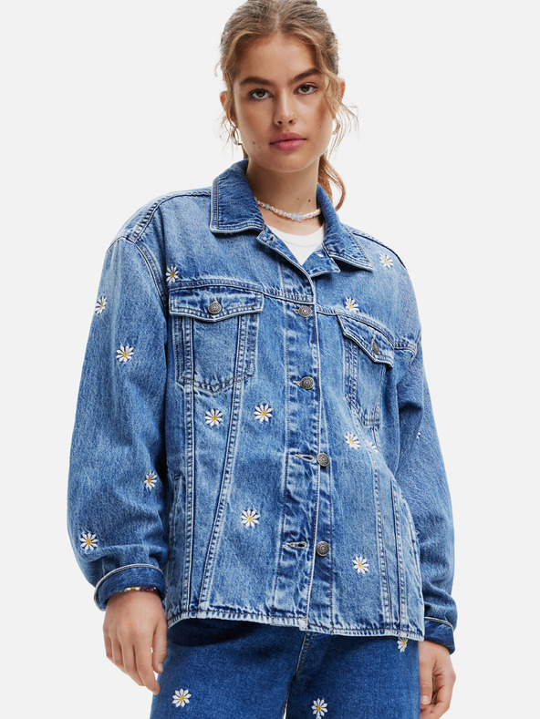 Desigual Modra ženska vzorčasta jakna iz džinsa Desigual Aramis