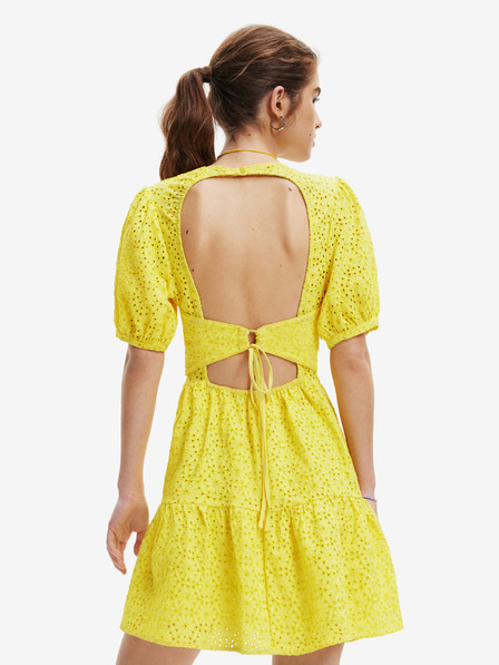 Desigual Rumena ženska vzorčasta obleka Desigual Limon