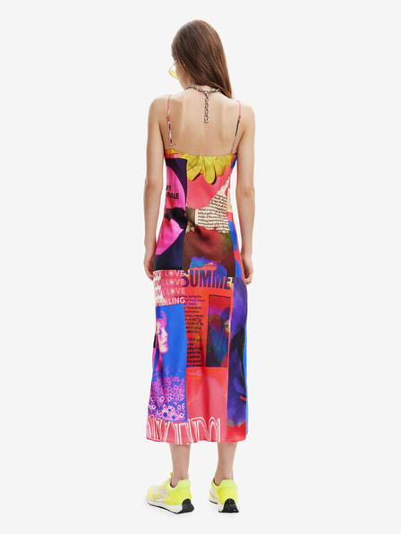 Desigual Rdeča ženska maksi obleka z vzorcem Desigual Montpellier