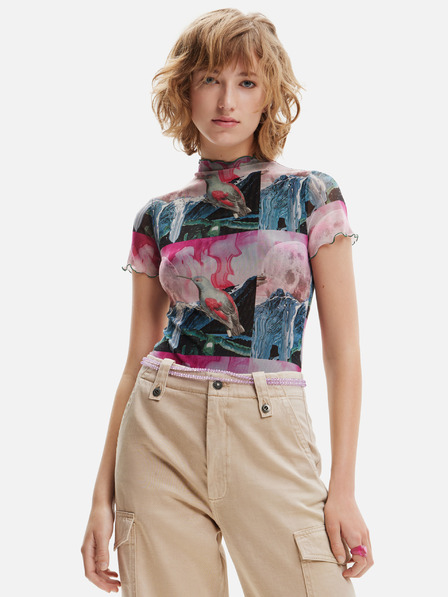 Desigual Desigual Colibrí zeleno-rožnato žensko vzorčasto body