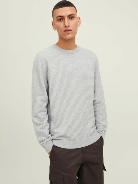 Jack & Jones Jack & Jones Otto svetlo siv rebrast osnovni pulover
