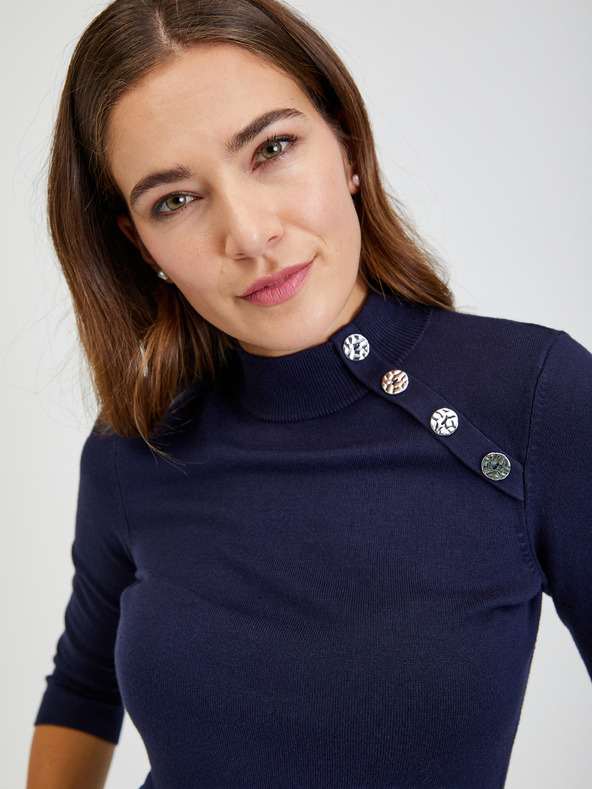 Orsay Temno moder ženski pulover z okrasnimi gumbi ORSAY