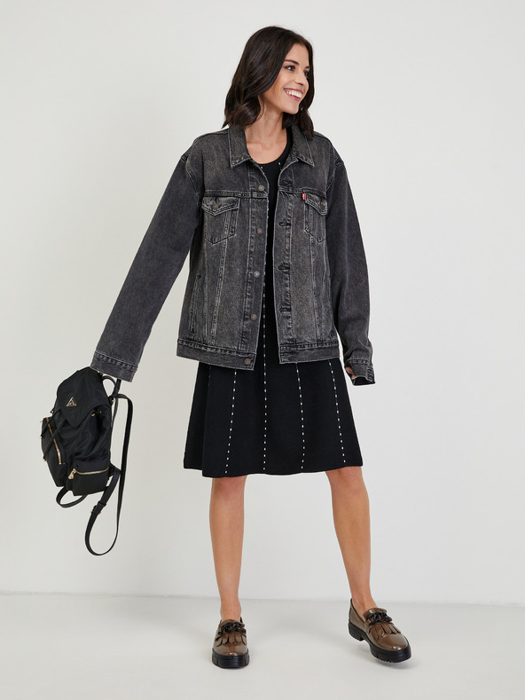 Orsay Črna ženska vzorčasta puloverska obleka ORSAY