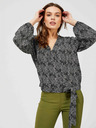 Moodo Moodo Siva in črna ženska bluza z majhnim vzorcem in pentljo