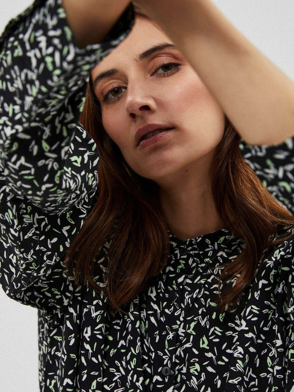 Moodo Črna ženska majica z vzorcem Moodo