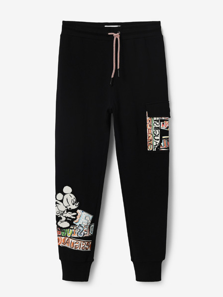 Desigual Desigual črne fantovske vzorčaste trenirke Mickey