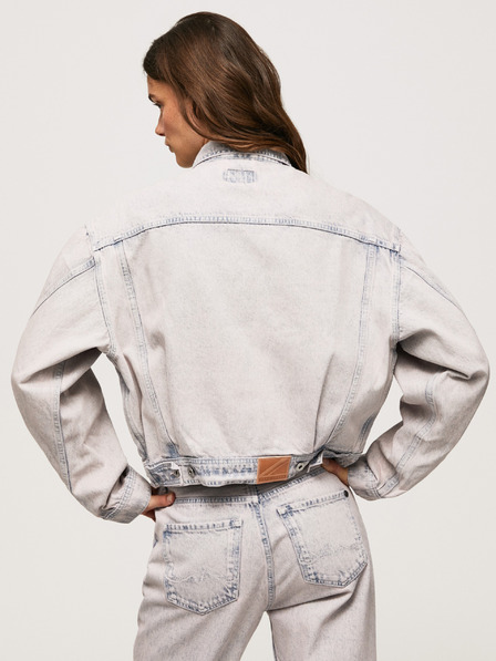 Pepe Jeans Modra in bela ženska prevelika jakna iz džinsa Pepe Jeans Turner Rose