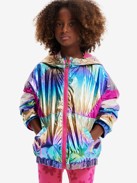 Desigual Roza in modra dekliška kovinska jakna Desigual Rainbow