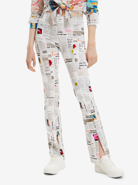 Desigual Bele vzorčaste hlače Desigual Newspaper