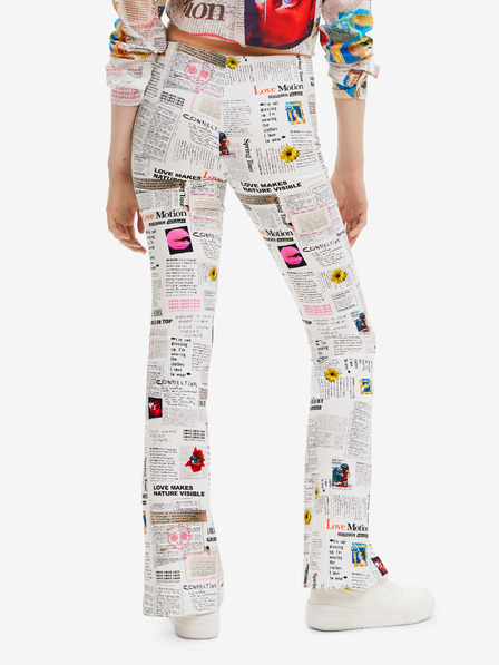 Desigual Bele vzorčaste hlače Desigual Newspaper