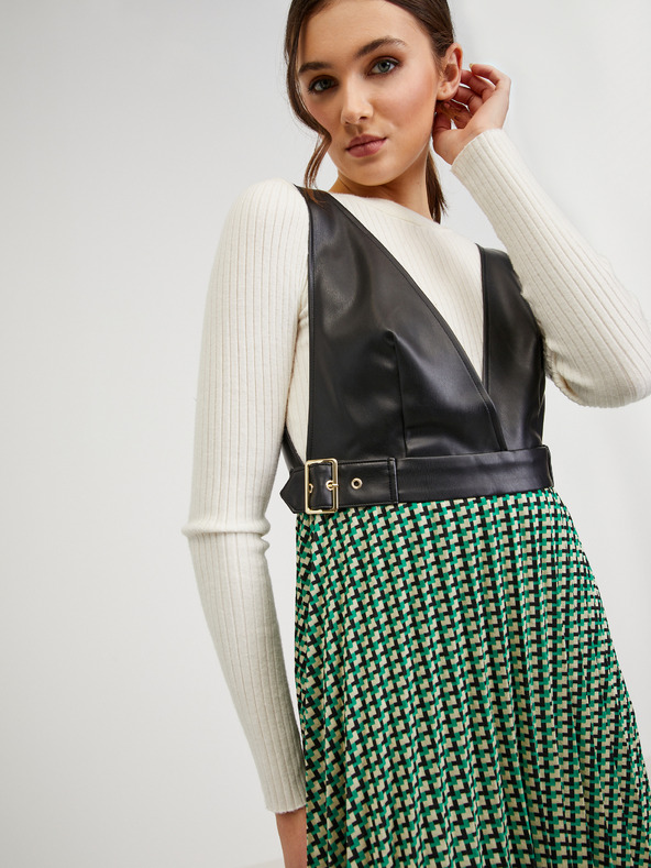 Orsay Črno-zelena ženska vzorčasta obleka ORSAY