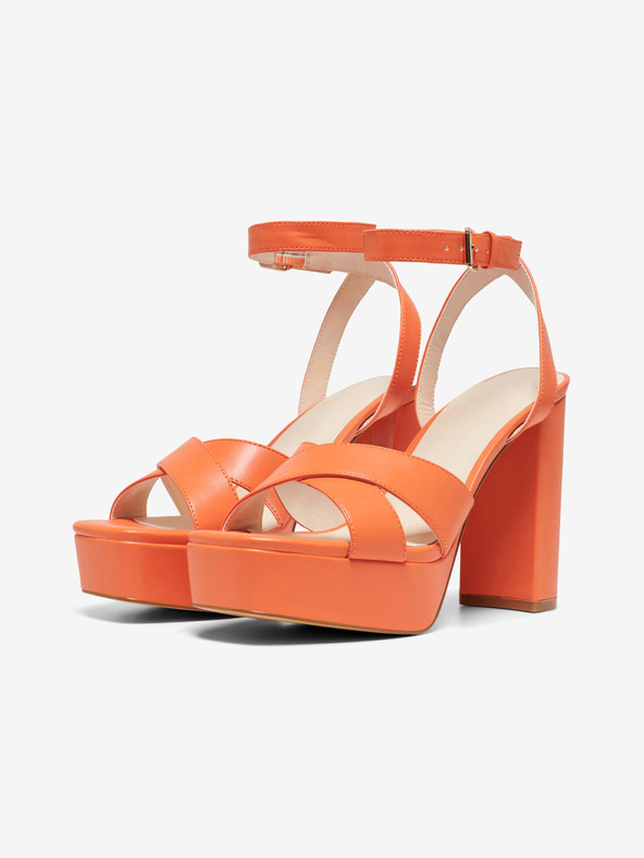 ONLY Oranžne ženske sandale s peto ONLY Autum