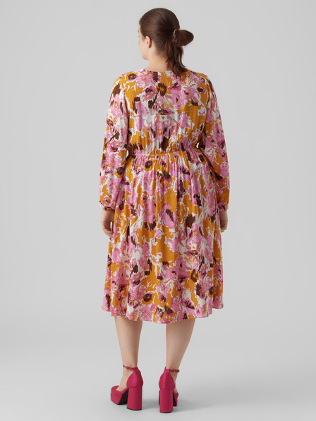 Vero Moda Curve Roza ženska vzorčasta obleka VERO MODA CURVE Lis