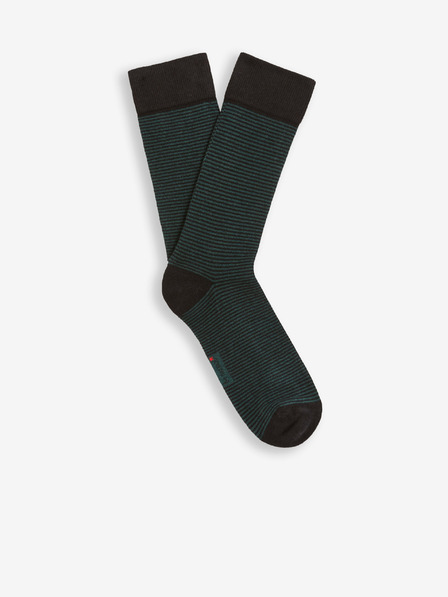 Celio Temno zelene moške črtaste visoke nogavice Celio Vicaire
