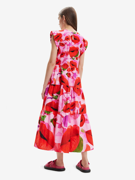Desigual Desigual Tulip-Lacroix Roza ženska vzorčasta obleka Maxi