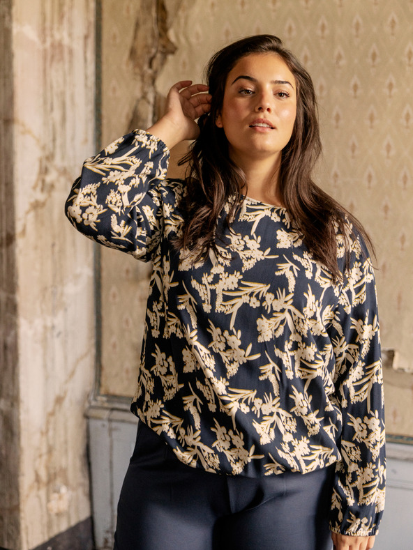 Fransa Belo-modra cvetlična bluza Fransa