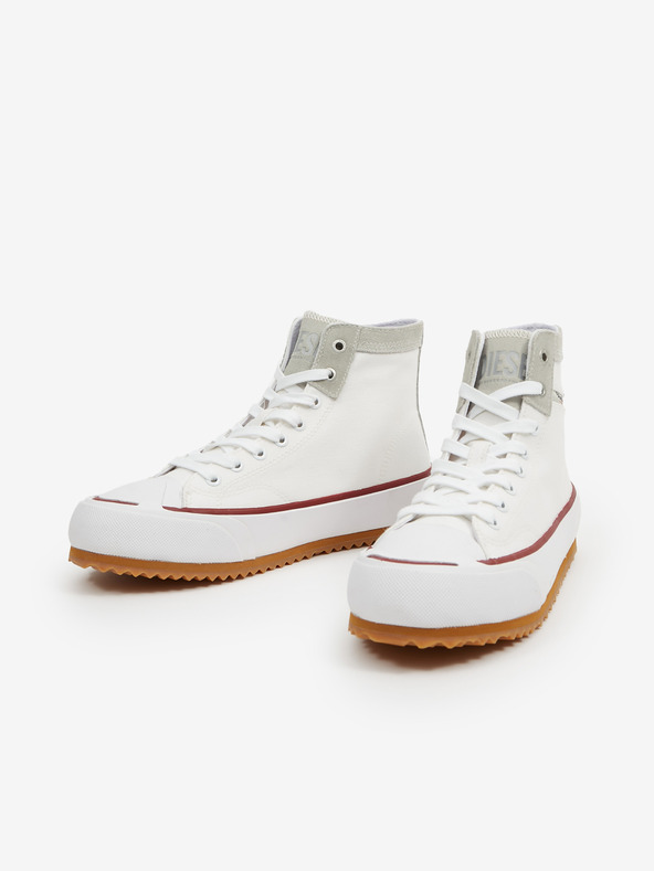 Diesel Bele moške gležnjarske superge z detajli iz semiša Diesel