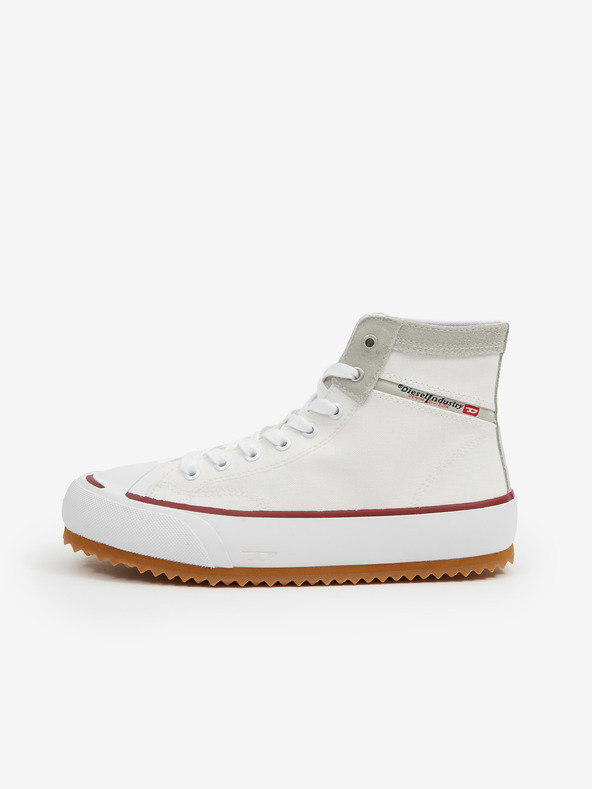 Diesel Bele moške gležnjarske superge z detajli iz semiša Diesel