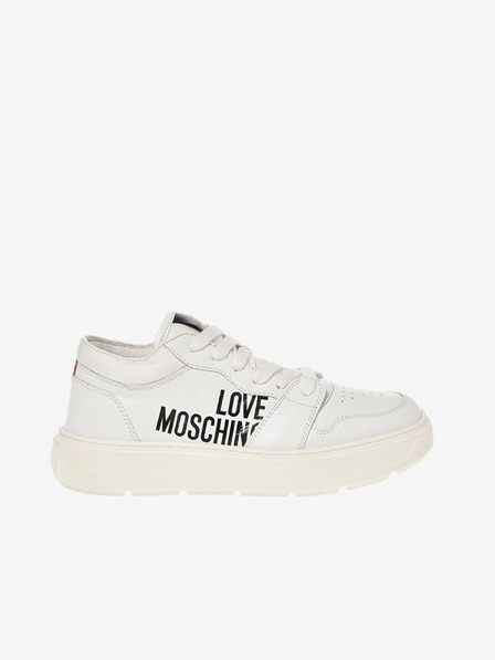Love Moschino Bele ženske usnjene superge Love Moschino