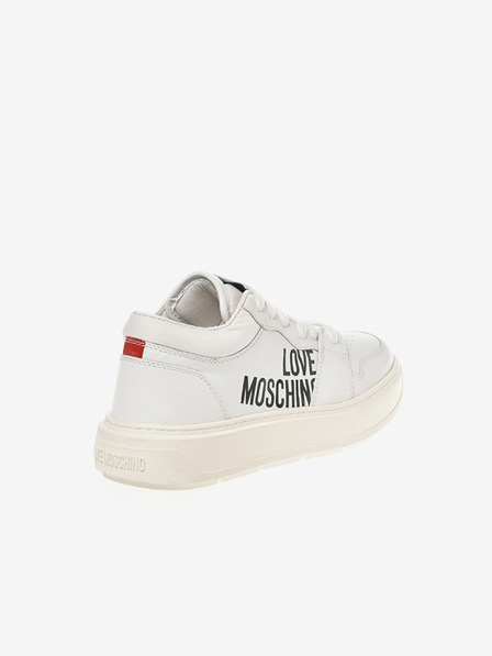 Love Moschino Bele ženske usnjene superge Love Moschino
