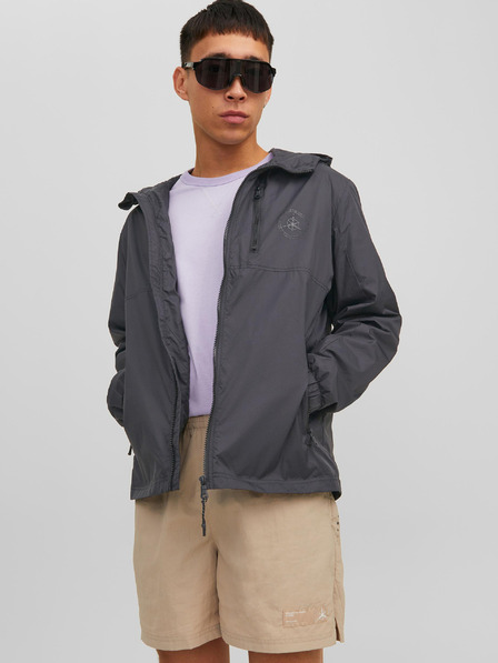 Jack & Jones Črna moška lahka jakna s kapuco Jack & Jones Filo