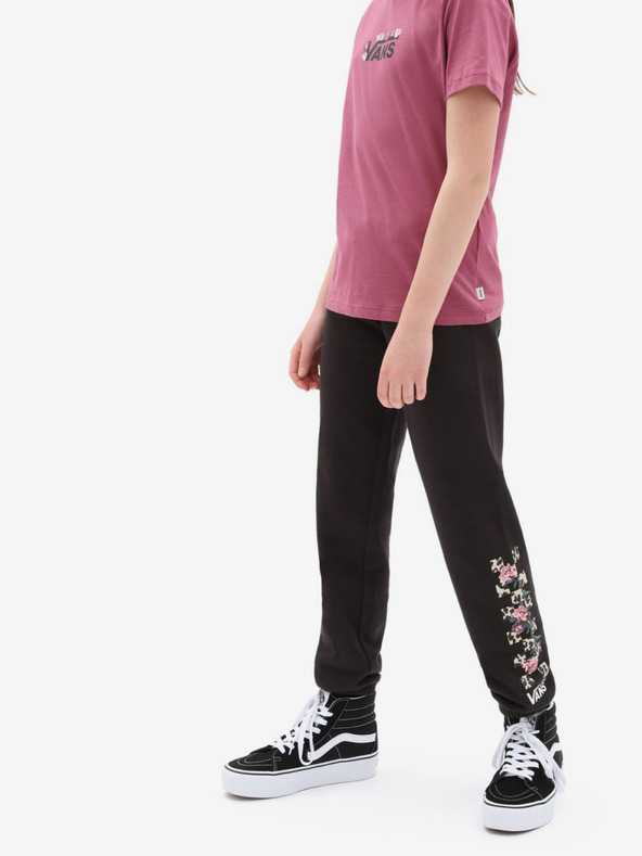 Vans Črne dekliške trenirke s cvetličnim potiskom VANS Leopard