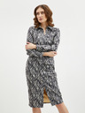 Orsay Bež-črna ženska vzorčasta srajčna obleka iz semiša ORSAY