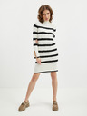 Orsay Črno-krem ženska črtasta puloverska obleka ORSAY