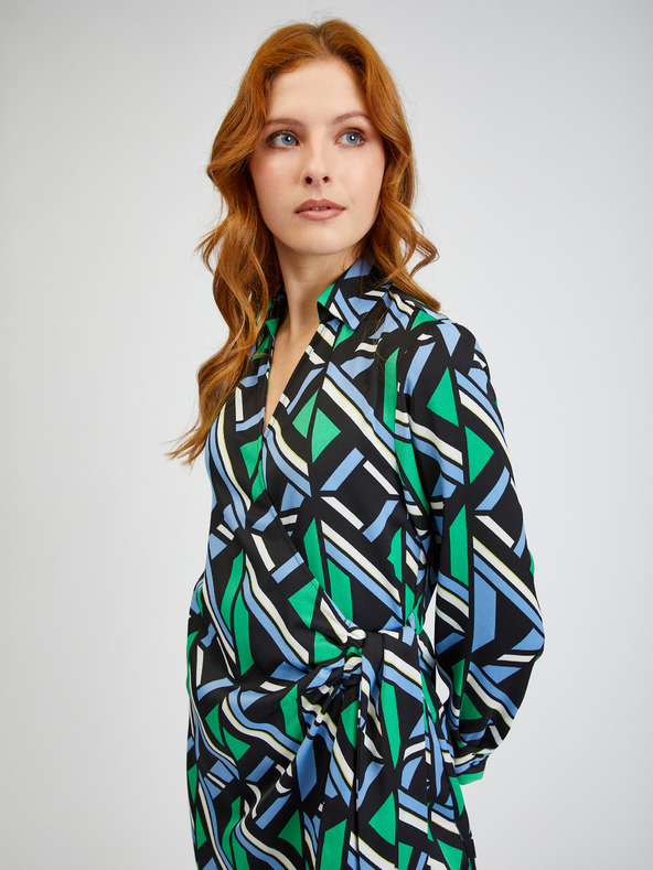 Orsay Zeleno-črna ženska vzorčasta ovita obleka ORSAY