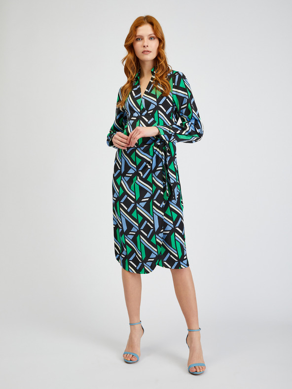Orsay Zeleno-črna ženska vzorčasta ovita obleka ORSAY